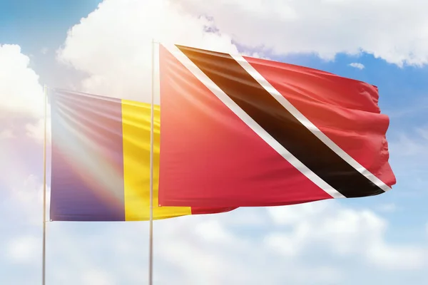 Sunny Blue Sky Flags Trinidad Tobago Romania — 图库照片