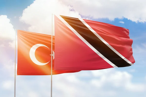 Sunny Blue Sky Flags Trinidad Tobago Turkey — 图库照片
