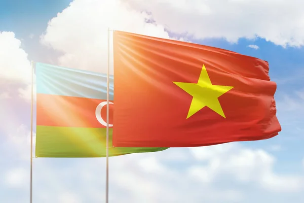 Sunny Blue Sky Flags Vietnam Azerbaijan — Stock fotografie