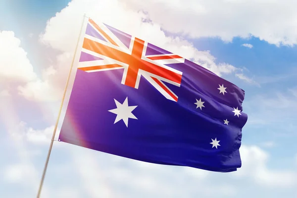 Sunny Blue Sky Flagpole Flag Australia — 图库照片