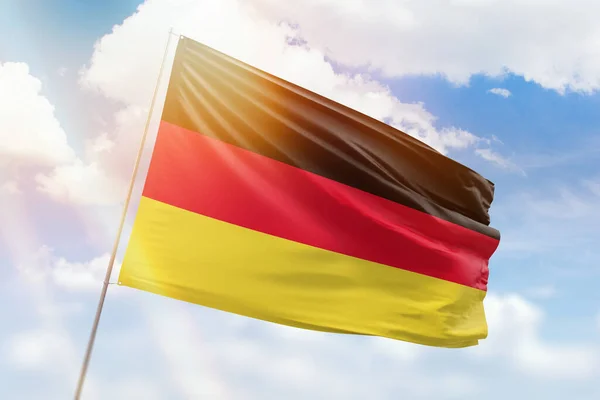 Sunny Blue Sky Flagpole Flag Germany — Stok fotoğraf