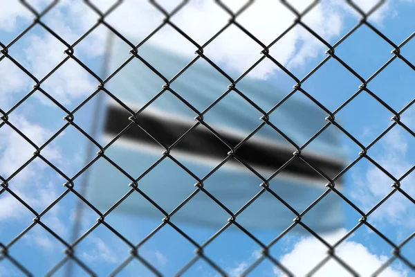 Steel Mesh Background Blue Sky Flagpole Flag Botswana — ストック写真