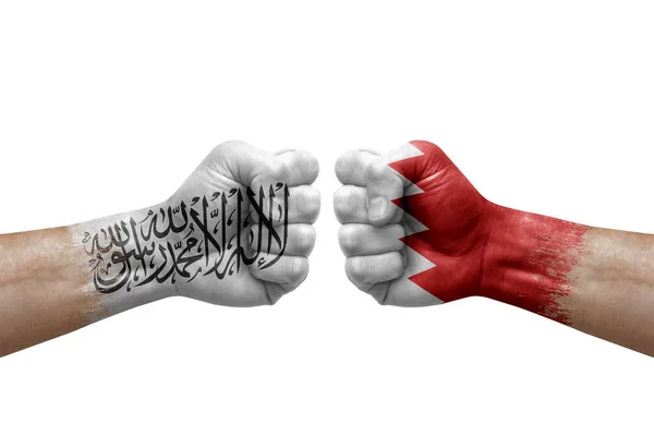 Two Hands Punch Each Others White Background Country Flags Painted — Photo