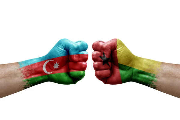 Two Hands Punch Each Others White Background Country Flags Painted — Stockfoto