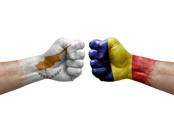 Two Hands Punch Each Others White Background Country Flags Painted — ストック写真