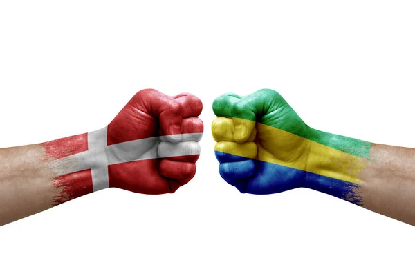 Two Hands Punch Each Others White Background Country Flags Painted — ストック写真