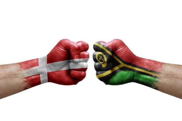 Two Hands Punch Each Others White Background Country Flags Painted —  Fotos de Stock