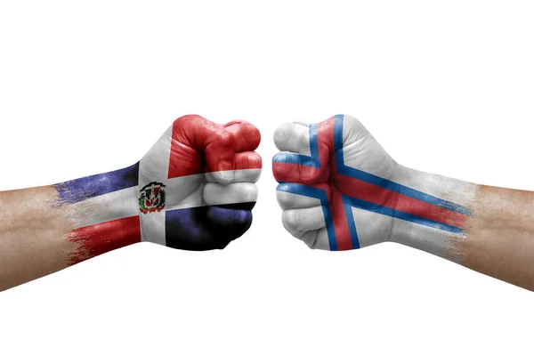 Two Hands Punch Each Others White Background Country Flags Painted — ストック写真