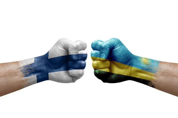 Two Hands Punch Each Others White Background Country Flags Painted —  Fotos de Stock