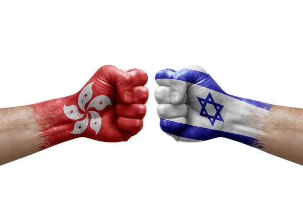 Two Hands Punch Each Others White Background Country Flags Painted — 스톡 사진