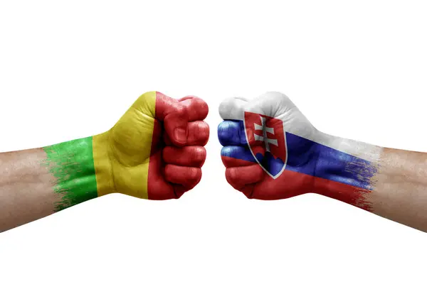 Two Hands Punch Each Others White Background Country Flags Painted — ストック写真