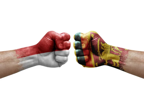 Two Hands Punch Each Others White Background Country Flags Painted — Foto Stock
