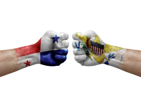 Дві Руки Ударяють Одна Одній Білому Тлі Прапори Країни Намальовані — стокове фото