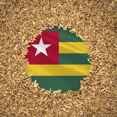Flag of togo with grains of wheat. Natural whole wheat concept with flag of togo