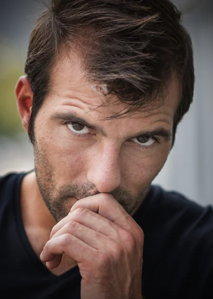 Portrait of pensive man close-up. — Stock Photo, Image