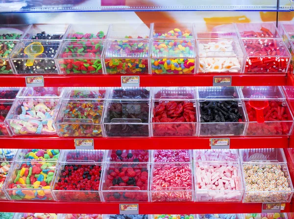 Candies, licorice and jelly beans in the shop. — Stock Photo, Image