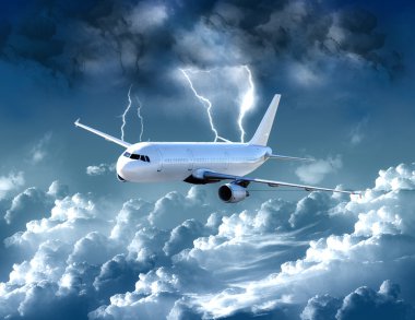 Airplane in the storm clipart