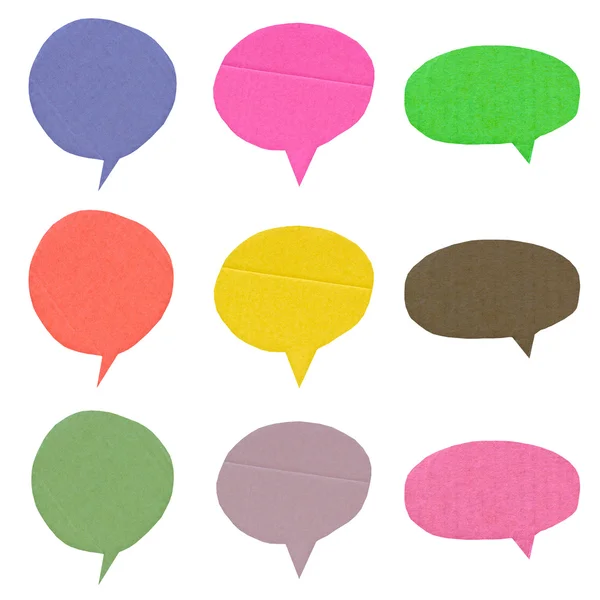 Color bubble tag recycled paper on white background. — Stock Photo, Image