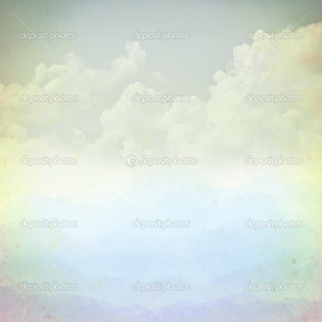 Sky on old paper grunge background.