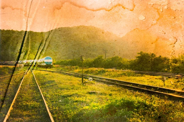 Immagine vintage e grunge di una ferrovia . — Foto Stock