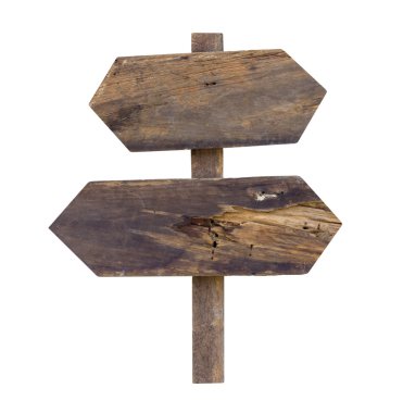 eski ahşap beyaz bir arka plan üzerinde izole işareti yıpranmış.