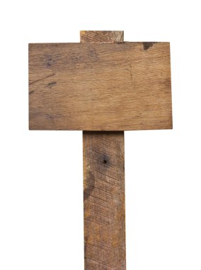 Beyaz bir arka plan üzerinde izole eski ahşap işareti.