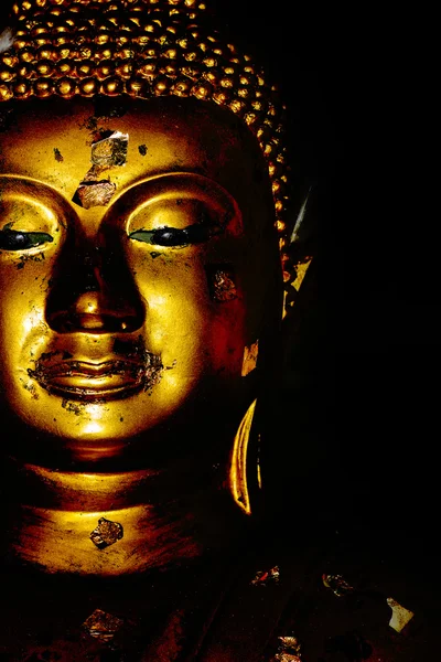 Gold Buddha  on black background — Stock Photo, Image