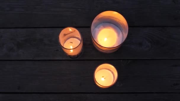 Velas frascos de vidrio — Vídeos de Stock