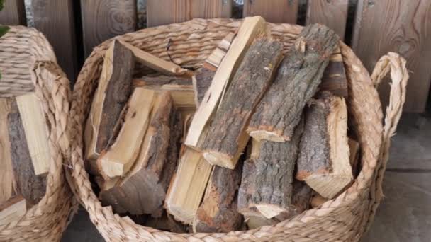 Basket with Firewood — Stock Video