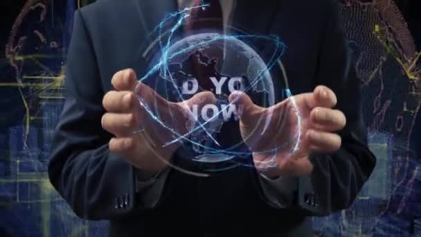 Male Hands Activate Conceptual Holographic Text Did You Know Businessman — Wideo stockowe