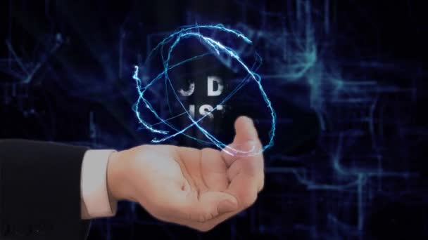 Painted Hand Shows Concept Hologram List Drawn Man Business Suit — Stockvideo