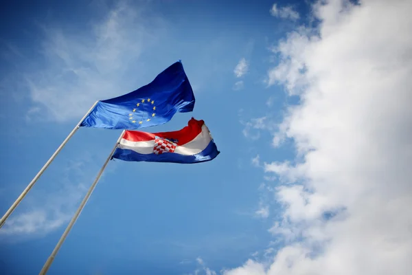 Bandeira da UE e da Croácia — Fotografia de Stock