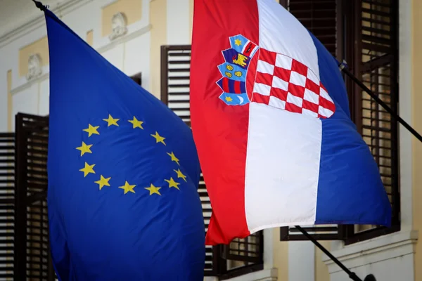 EU-Croatian flags — Stock Photo, Image