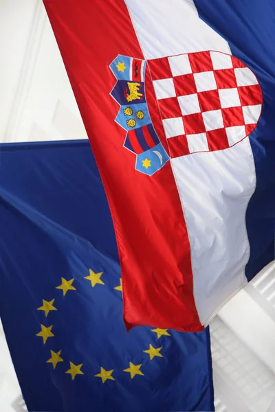 Bandeiras Croatia & Eu — Fotografia de Stock