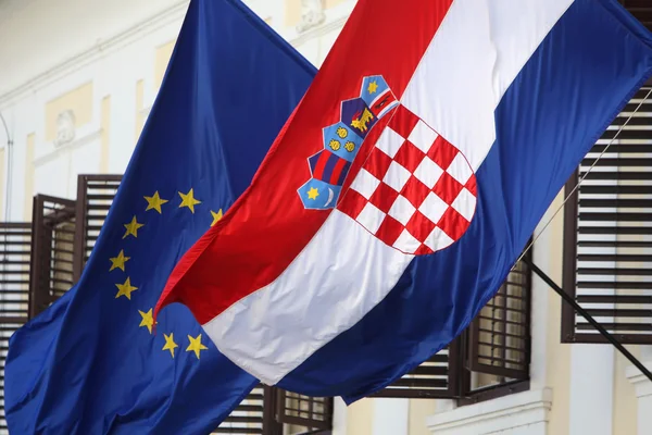 EU and Croatian flags together — Stock Photo, Image