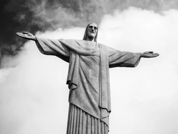 Statue Christus der Erlöser schwarz-weiß — Stockfoto