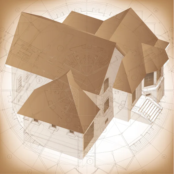 Architektonické pozadí s 3d budovy modelu — Stockový vektor