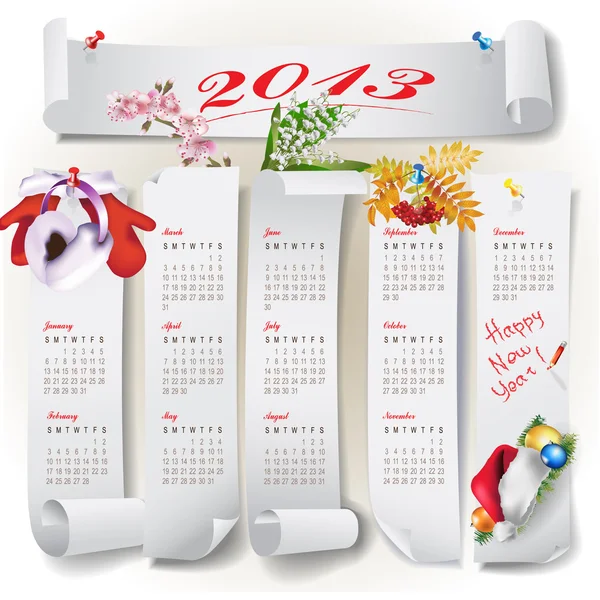 Calendrier 2013 avec éléments architecturaux — Image vectorielle