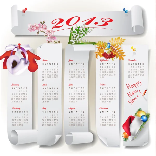 Színes aranyos naptár látványelemekkel — Stock Vector