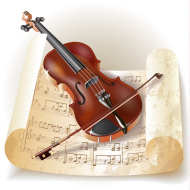 Classical violin in retro style clipart