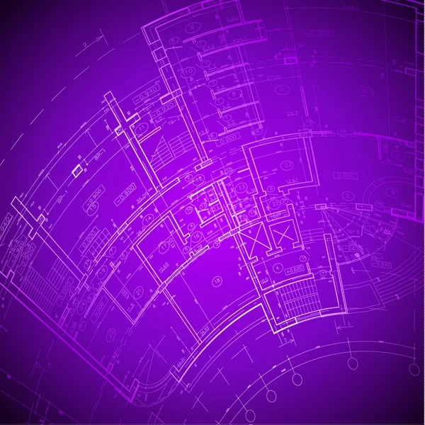 Contexto arquitectónico. Parte do projeto arquitetônico, plano arquitetônico, projeto técnico, desenho de cartas técnicas, planejamento de arquitetura em papel, plano de construção — Vetor de Stock