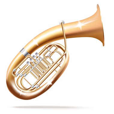Musical background series. Classical Wagner tuba, isolated in white background clipart