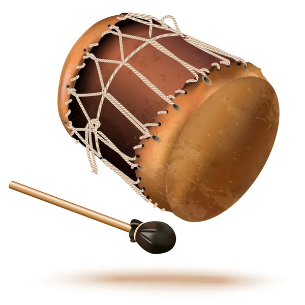 Musikaliska bakgrundsserier. Traditionella bungor (trummor), isolerade på vit bakgrund — Stock vektor