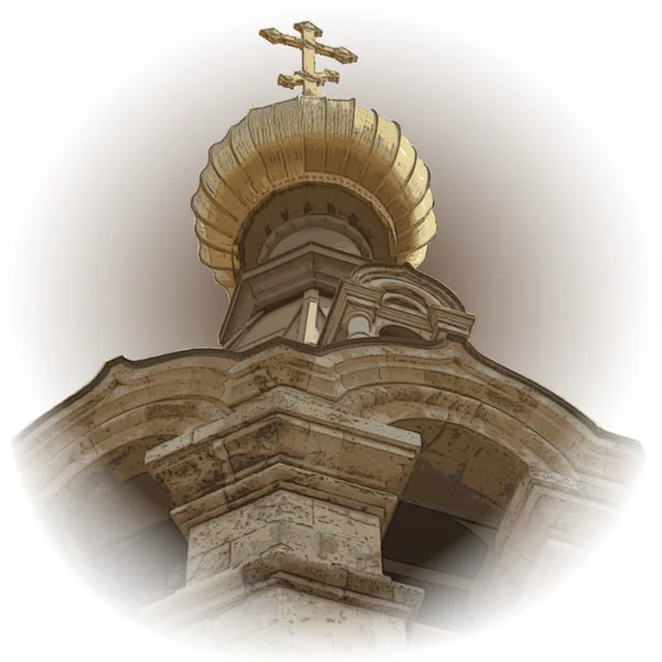 Le dôme de l'église de Marie-Madeleine sur le Mont des Oliviers. Jérusalem, Israël . — Image vectorielle