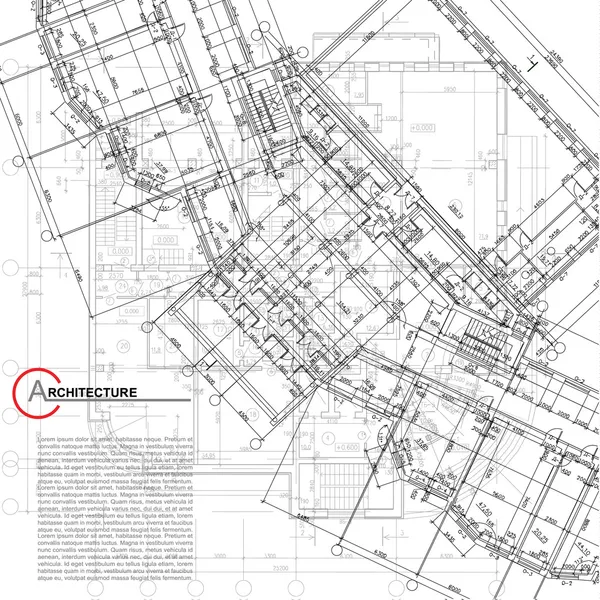 Fondo arquitectónico. Parte del proyecto arquitectónico, plan arquitectónico, plan de construcción — Vector de stock