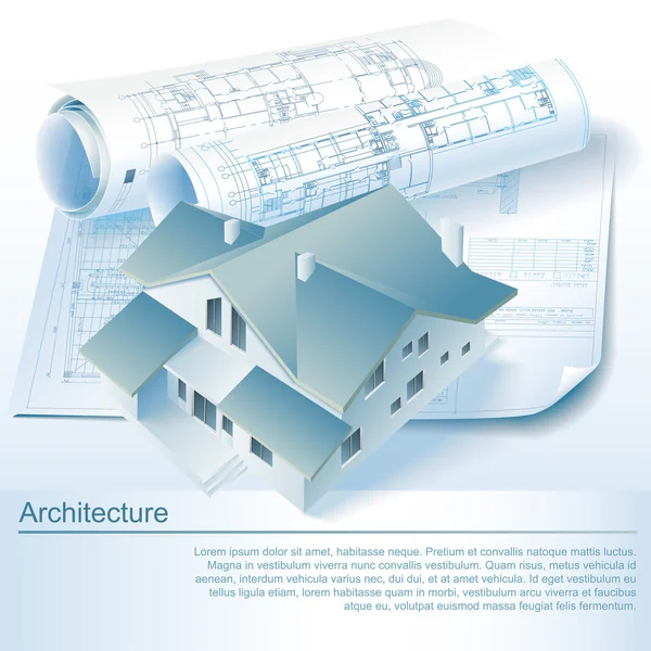 Architekturhintergrund mit einem 3D-Baumodus — Stockvektor