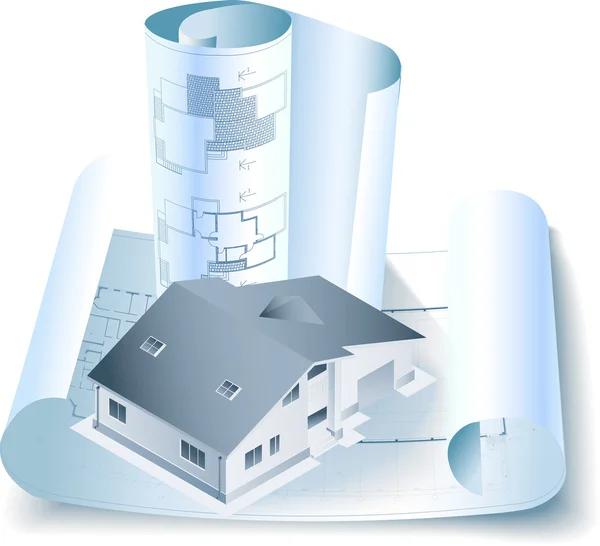 Mod bina 3D mimari arka plan — Stok Vektör