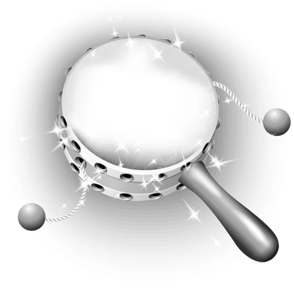 Tambur clasic Damaru cu mâner — Vector de stoc