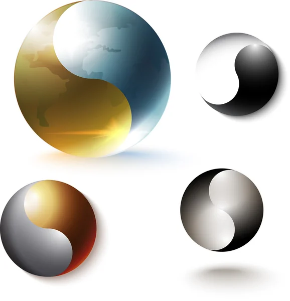 Fond abstrait avec des éléments Yin & Yang — Image vectorielle