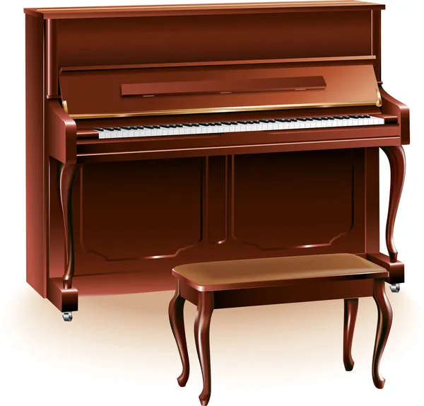 Piano classique et tabouret — Image vectorielle